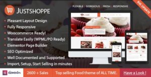 Justshoppe Elementor Cake Bakery WordPress Theme